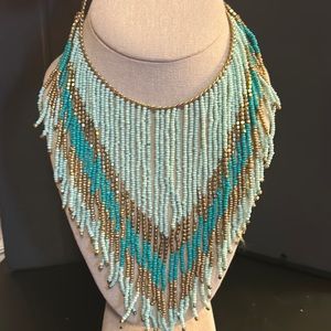 ZAD Beaded Fringe Bib Necklace